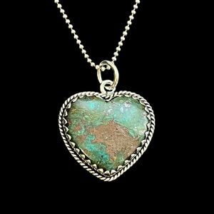 Vintage sterling silver turquoise heart necklace